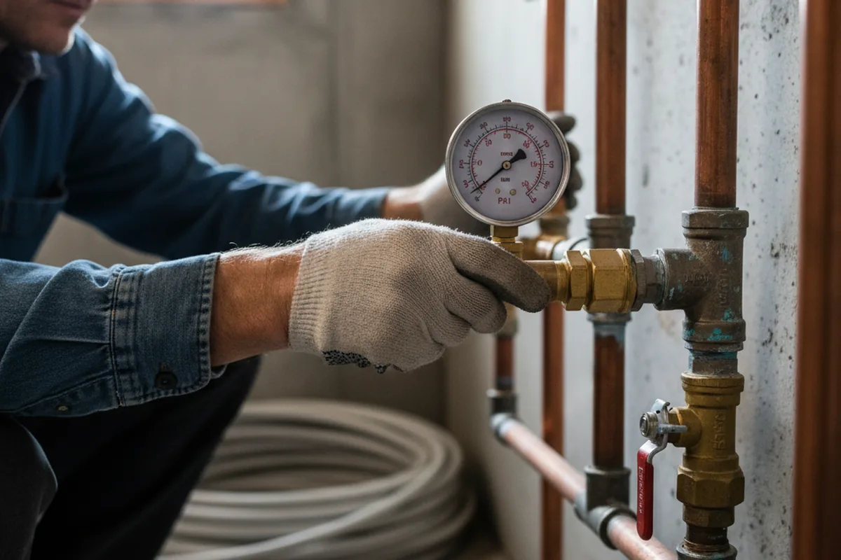 Pressure testing a repaired line during Water Line Repair in Thorntown
